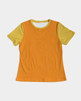 Ela Tangerine & Marigold Color Block Fitted Women's Tee